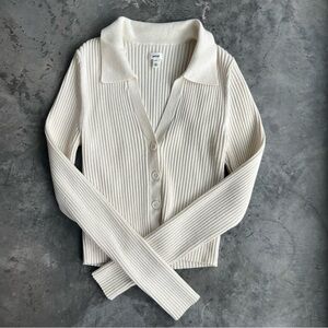 Aerie collared button-up sweater cream